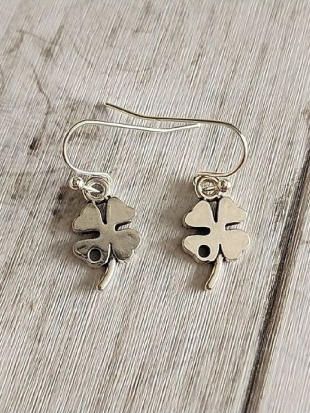 Authentic Sterling 925 Silver posts  Four leaf Clover  Dangle